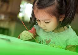 Child Drawing with Green Overlay