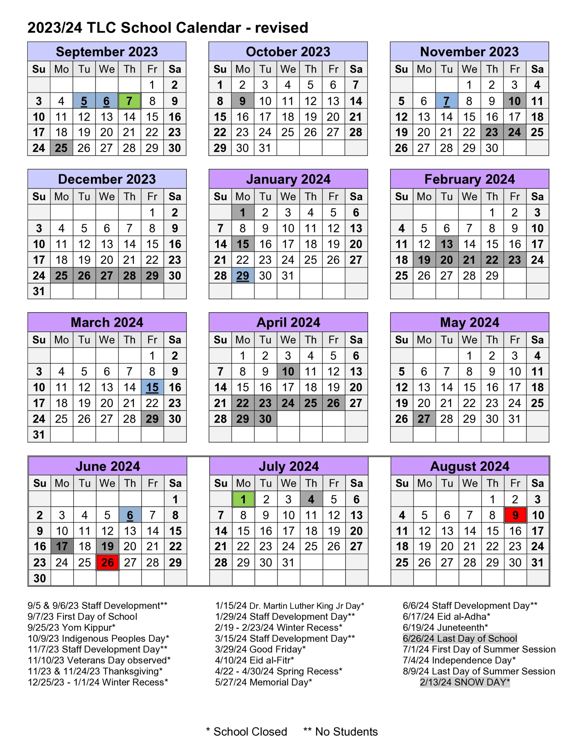 Academic Calendar 2023-24 Revised