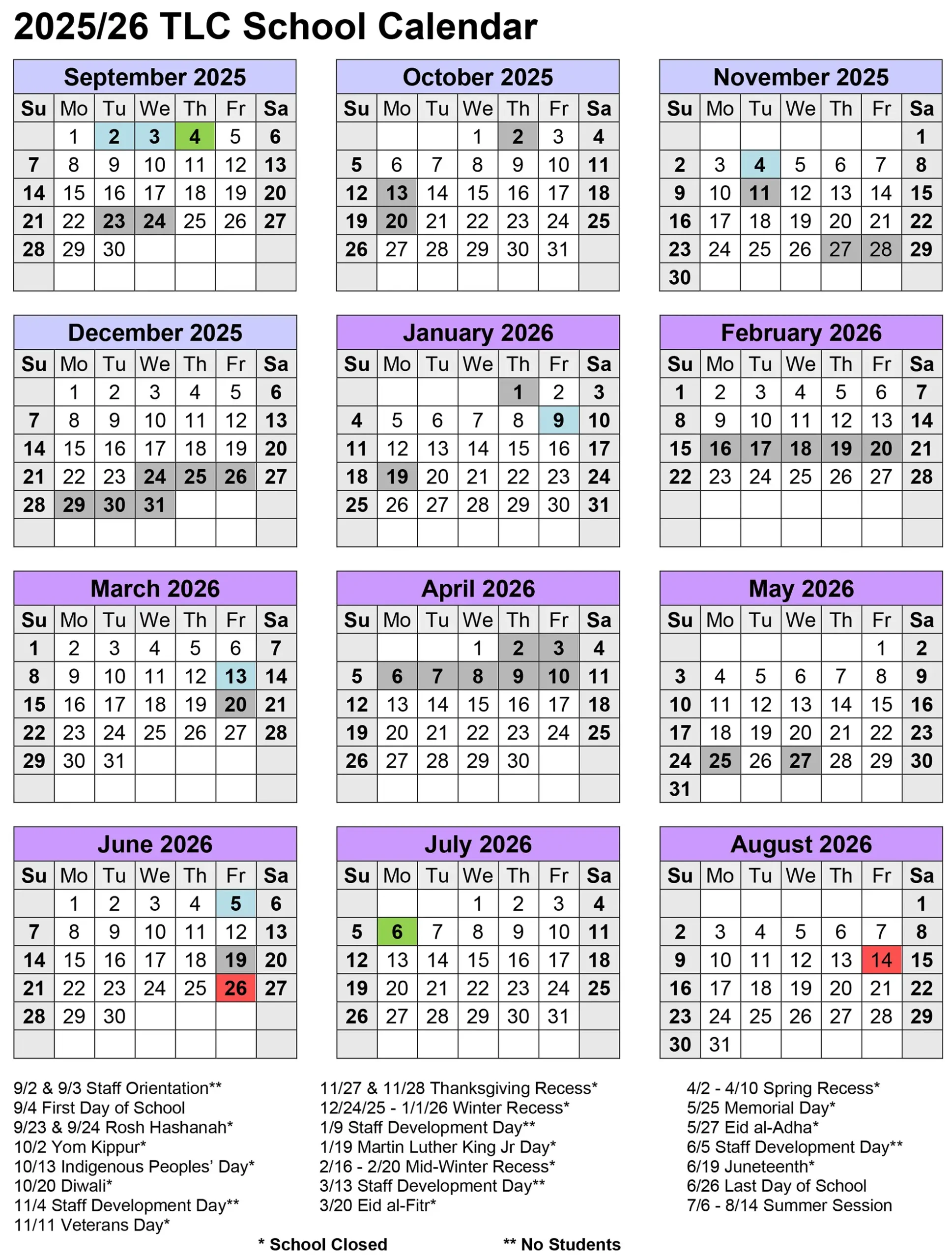 Academic Calendar 2024-2025